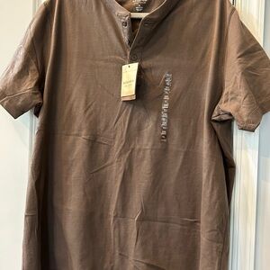 Sonoma Brown Short-Sleeve Henley Shirt